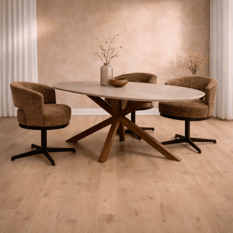 Beau eetkamerfauteuil draaipoot Bruin