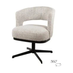 Beau eetkamerfauteuil draaipoot Gebroken wit