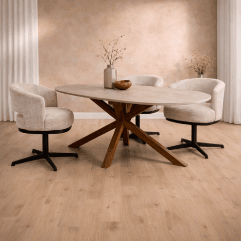 Beau eetkamerfauteuil draaipoot Naturel