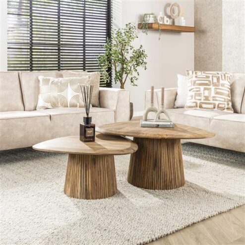 Jean Salontafel set van 2 driehoekig Mangohout