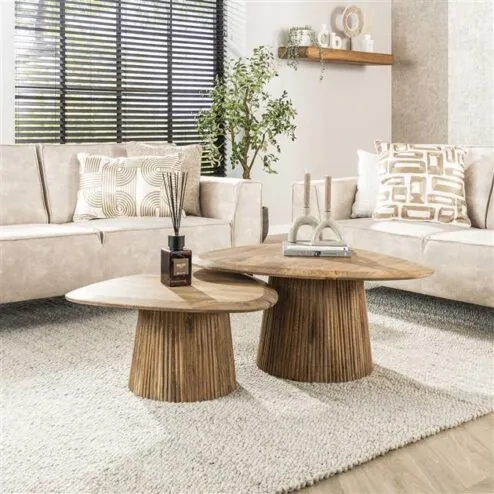 Jean Salontafel set van 2 driehoekig Mangohout