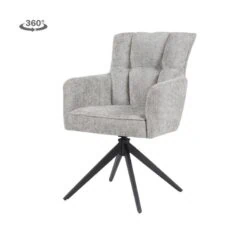 Travis Eetkamerfauteuil Grijs stof