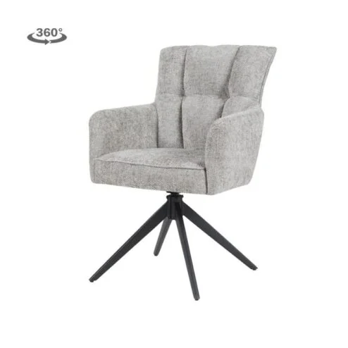 Travis Eetkamerfauteuil Grijs stof