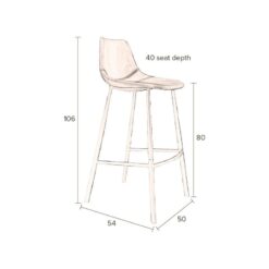 Barkruk Franky Zwart Hoog