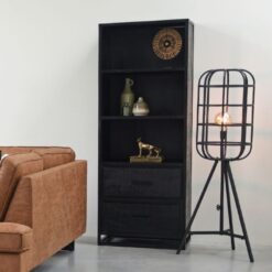 Boekenkast Chili Zwart Mangohout 70cm