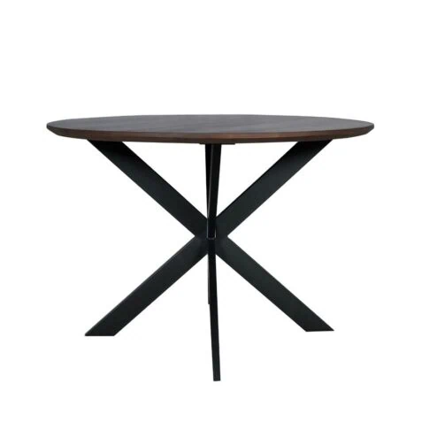 Eettafel Martin rond Walnoot Zwarte poot 150cm