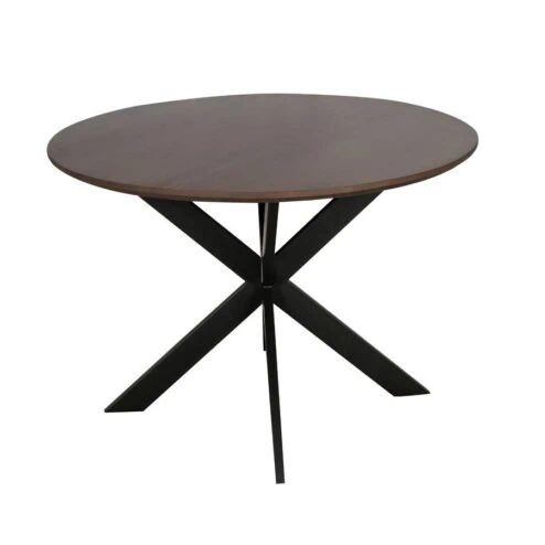 Eettafel Martin rond Walnoot Zwarte poot 150cm