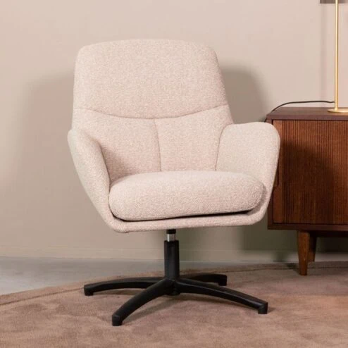 Fauteuil Chill Zone Naturel Boucle Zwarte poot