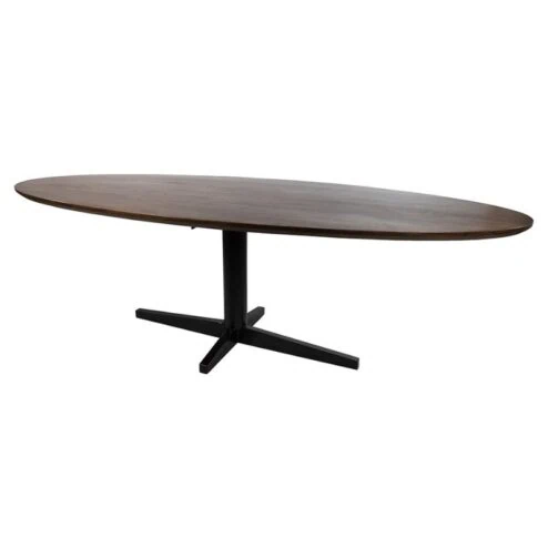 Morgan Eettafel ovaal Walnoot - Zwart onderstel 190cm