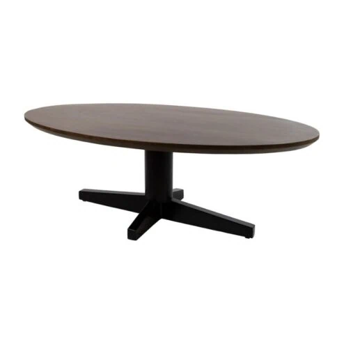 Morgan Salontafel ovaal Walnoot - Zwart onderstel 130cm