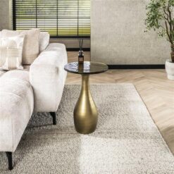 Nova Bijzettafel druppel M Goud / Glas 40cm