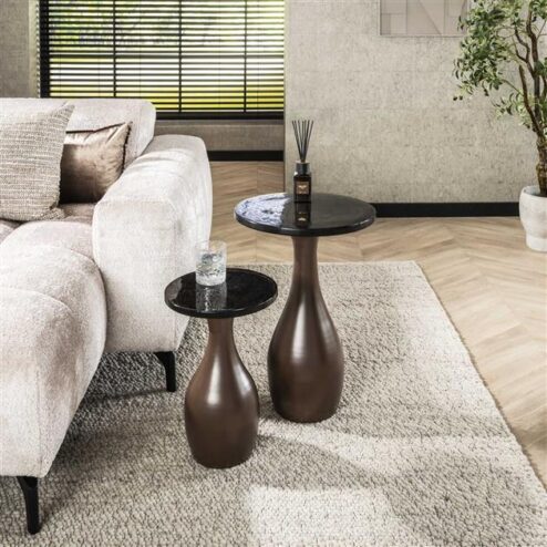 Nova Bijzettafel druppel M Koper / Glas 40cm