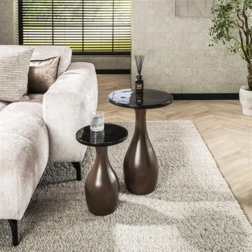 Nova Bijzettafel druppel M Koper / Glas 40cm