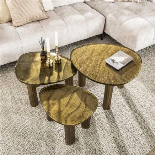 Nova Salontafel L Goud / Glas 70cm