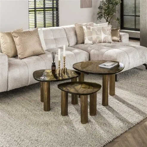 Nova Salontafel M Goud / Glas 62cm