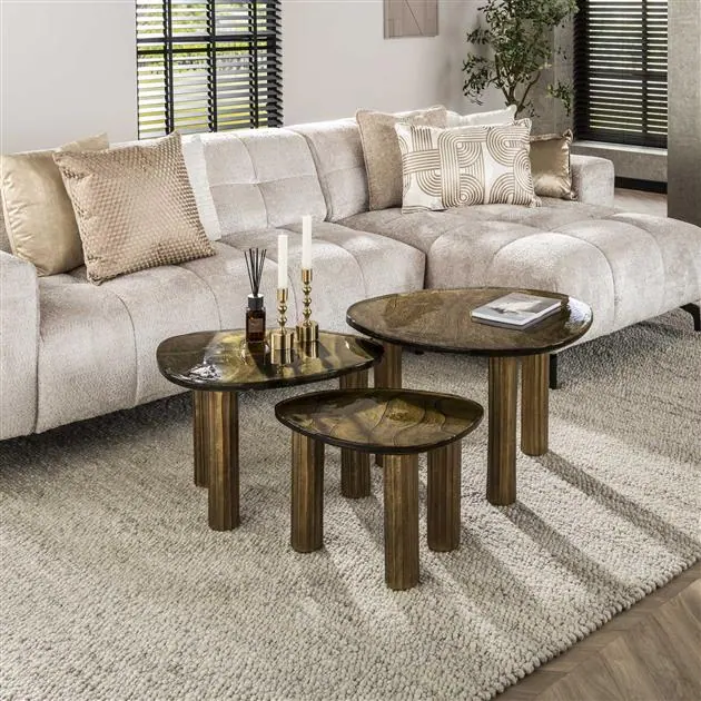 Nova Salontafel M Goud / Glas 62cm