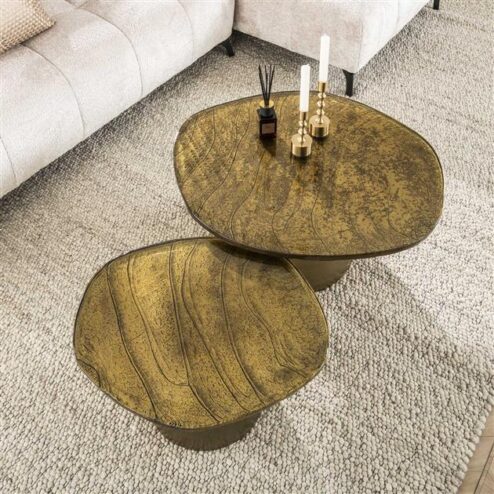 Nova Salontafel set van 2 Goud / Glas