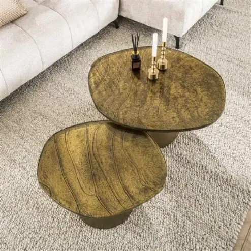 Nova Salontafel set van 2 Goud / Glas