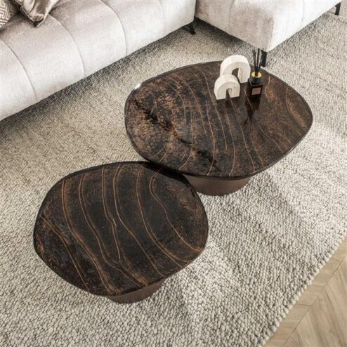 Nova Salontafel set van 2 Koper / Glas