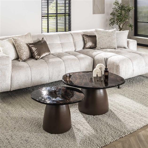 Nova Salontafel set van 2 Koper / Glas