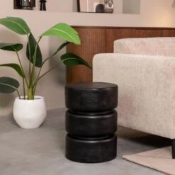 Bijzettafel Milly Zwart Mangohout 35cm
