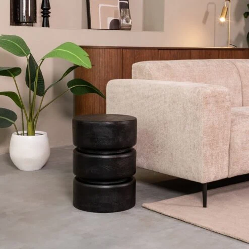 Bijzettafel Milly Zwart Mangohout 35cm