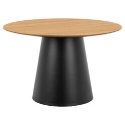 Dalvik Eettafel Rond Naturel met Zwarte poot 120cm