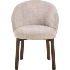 Darlene Eetkamerstoel Beige Bruine houten poten