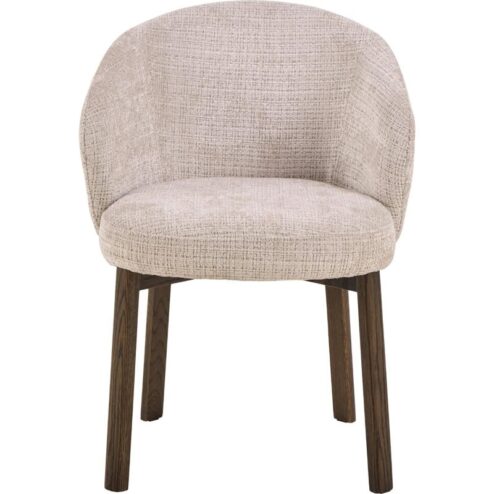 Darlene Eetkamerstoel Beige Bruine houten poten