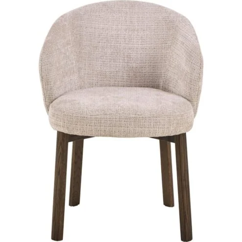 Darlene Eetkamerstoel Beige Bruine houten poten