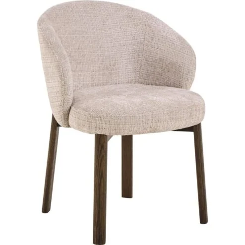 Darlene Eetkamerstoel Beige Bruine houten poten