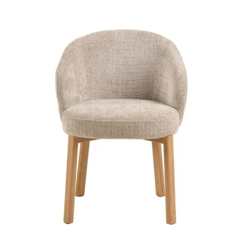 Darlene Eetkamerstoel Beige Naturel houten poten