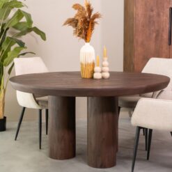 Eettafel Olly Espresso Mangohout 150cm Rond