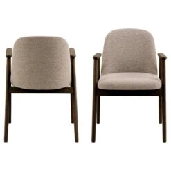 Evron Eetkamerstoel Beige met bruine poten