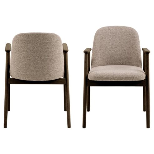 Evron Eetkamerstoel Beige met bruine poten