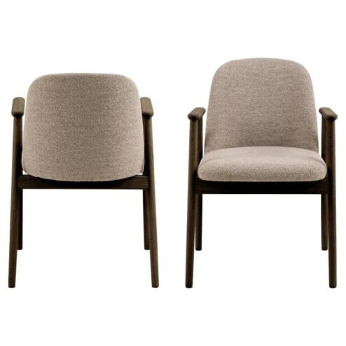 Evron Eetkamerstoel Beige met bruine poten