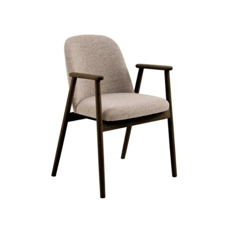 Evron Eetkamerstoel Beige met bruine poten