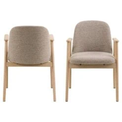 Evron Eetkamerstoel Beige met naturel poten