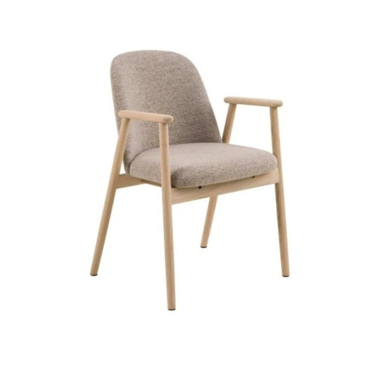 Evron Eetkamerstoel Beige met naturel poten