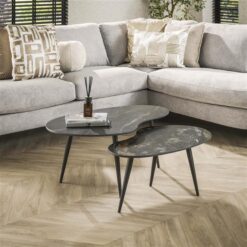 Fira Salontafel set van 2 Niervorm Zwart Keramiek