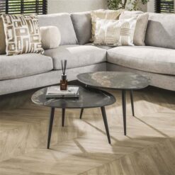 Fira Salontafel set van 2 Organisch Zwart Keramiek