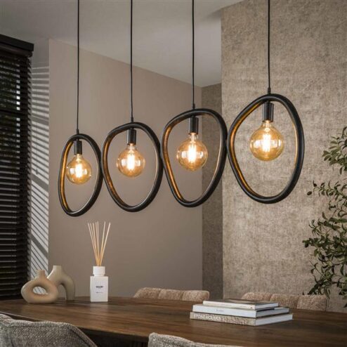 Jane 4-lichts Hanglamp Artic zwart