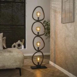 Jane 4-lichts Vloerlamp Artic zwart