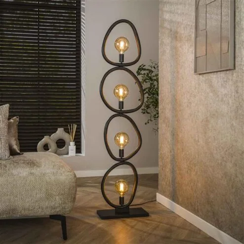 Jane 4-lichts Vloerlamp Artic zwart