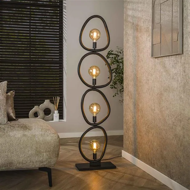 Jane 4-lichts Vloerlamp Artic zwart