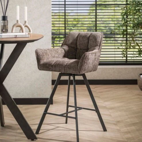 Kelly Barstoel draaibaar rich Taupe