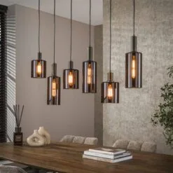 Luca 6-lichts Hanglamp Bruin