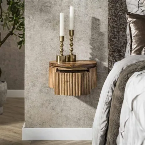 Namra zwevend Nachtkastje rond Mangohout 30cm