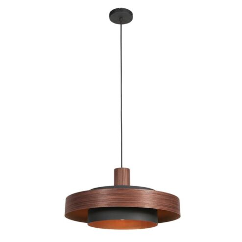 Naro 1-lichts Hanglamp Houtlook Zwart