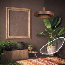 Naro 1-lichts Hanglamp Houtlook Zwart